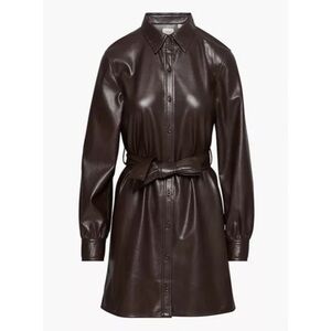 NWOT ARITZIA WILFRED Vegan Leather Caroline Dress in Rich Mocha Brown